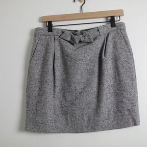 J. Crew Wool Blend Mini Skirt Gray Tweed Front Tie Size 8